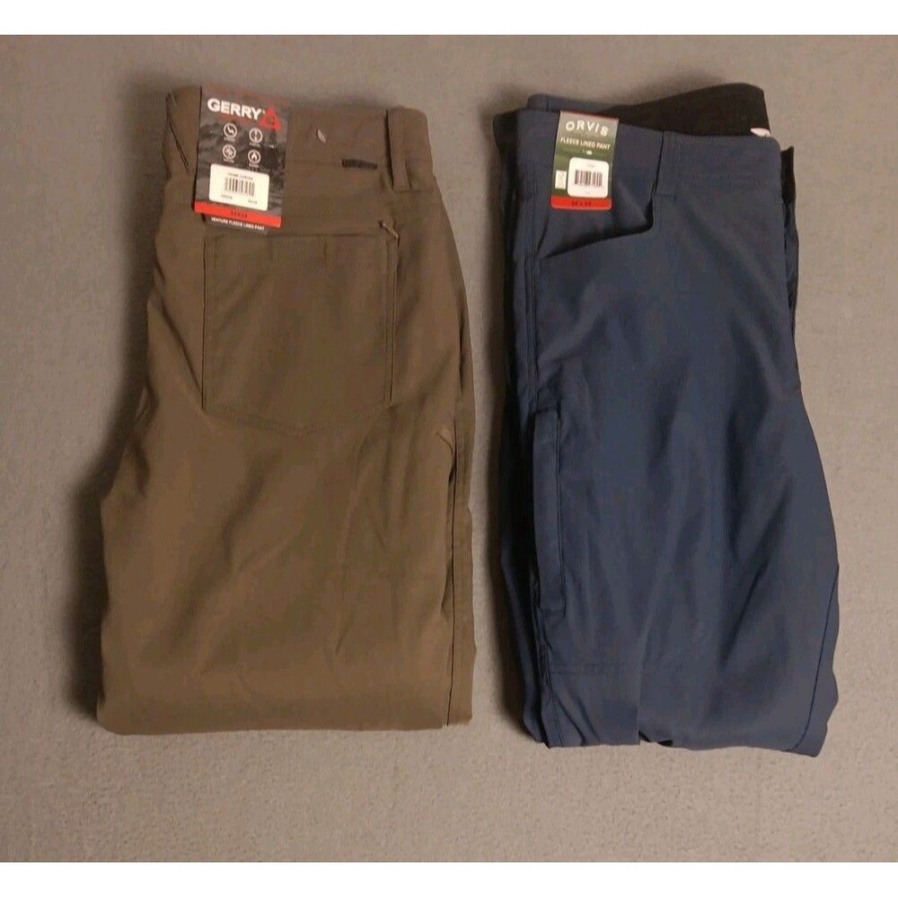2 -NWT Orvis and Gerry Fleece Lined Pants Green And Blue Men’s Sz 34x34-New